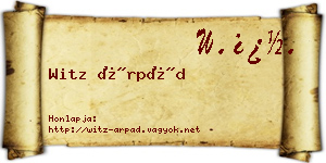 Witz Árpád névjegykártya